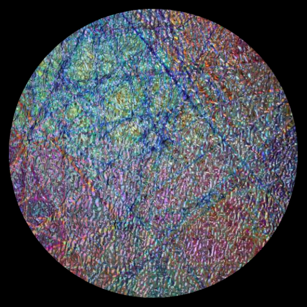 CBS Dichroic Coating Mixture Pixie Stix Pattern on Black Ripple Glass COE90