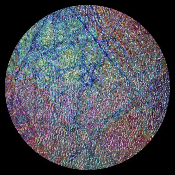 CBS Dichroic Coating Mixture Pixie Stix Pattern on Black Ripple Glass COE96