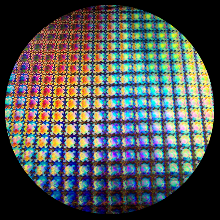 CBS Dichroic Coating Mixture Puzzle Pattern on Thin Clear Glass COE90