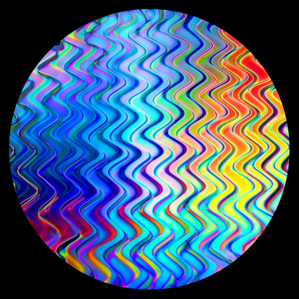 CBS Dichroic Coating Mixture Twizzle Pattern on Thin Black  Glass COE96