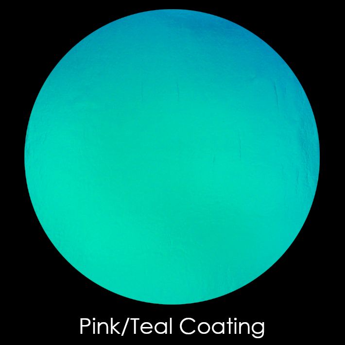 CBS Dichroic Coating Pink/ Teal on Clear Herringbone Ripple Glass COE90
