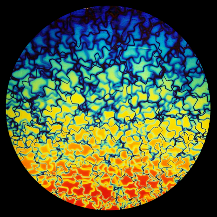 CBS Dichroic Coating Rainbow 1 Fusion Pattern on Thin Black  Glass COE96