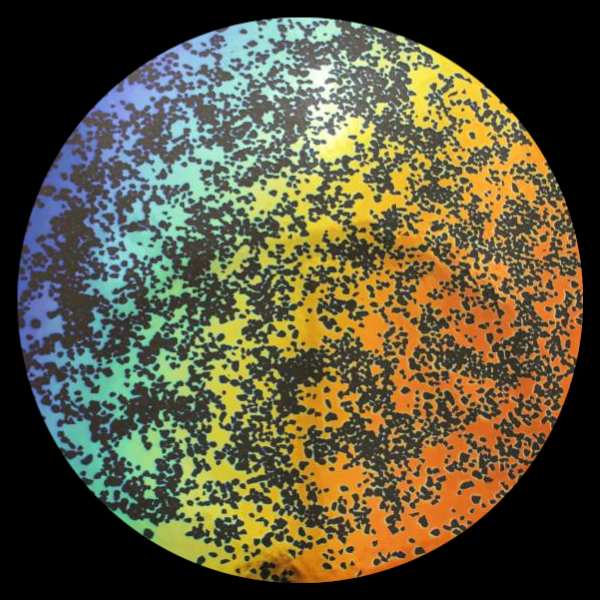 CBS Dichroic Coating Rainbow 1 Splatter Pattern on Thin Clear Glass COE90