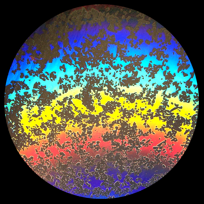 CBS Dichroic Coating Rainbow 1 Splatter Pattern on Thin Clear Glass COE90