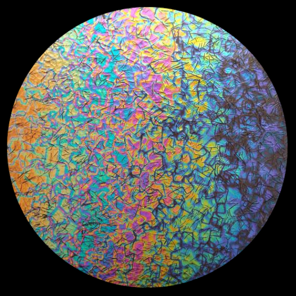 CBS Dichroic Coating Rainbow 2 Fusion Pattern on Black Bits Glass COE90