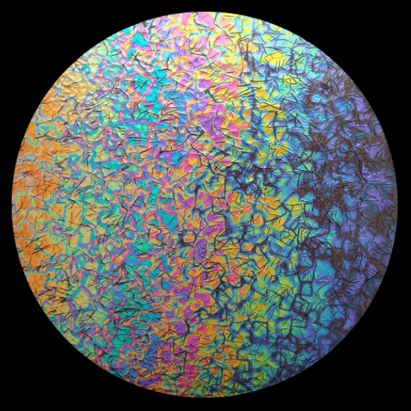 CBS Dichroic Coating Rainbow 2 Fusion Pattern on Black Bits Glass COE96