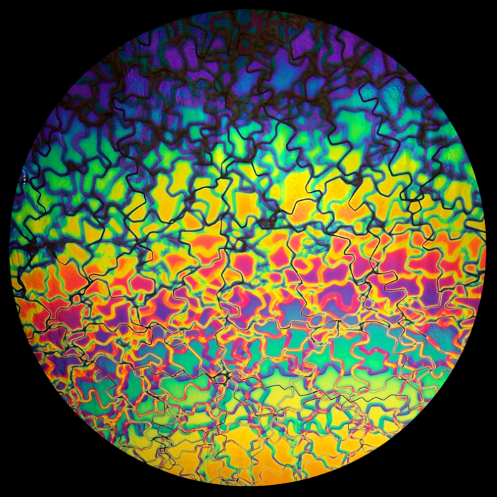 CBS Dichroic Coating Rainbow 2 Fusion Pattern on Thin Black Glass COE90