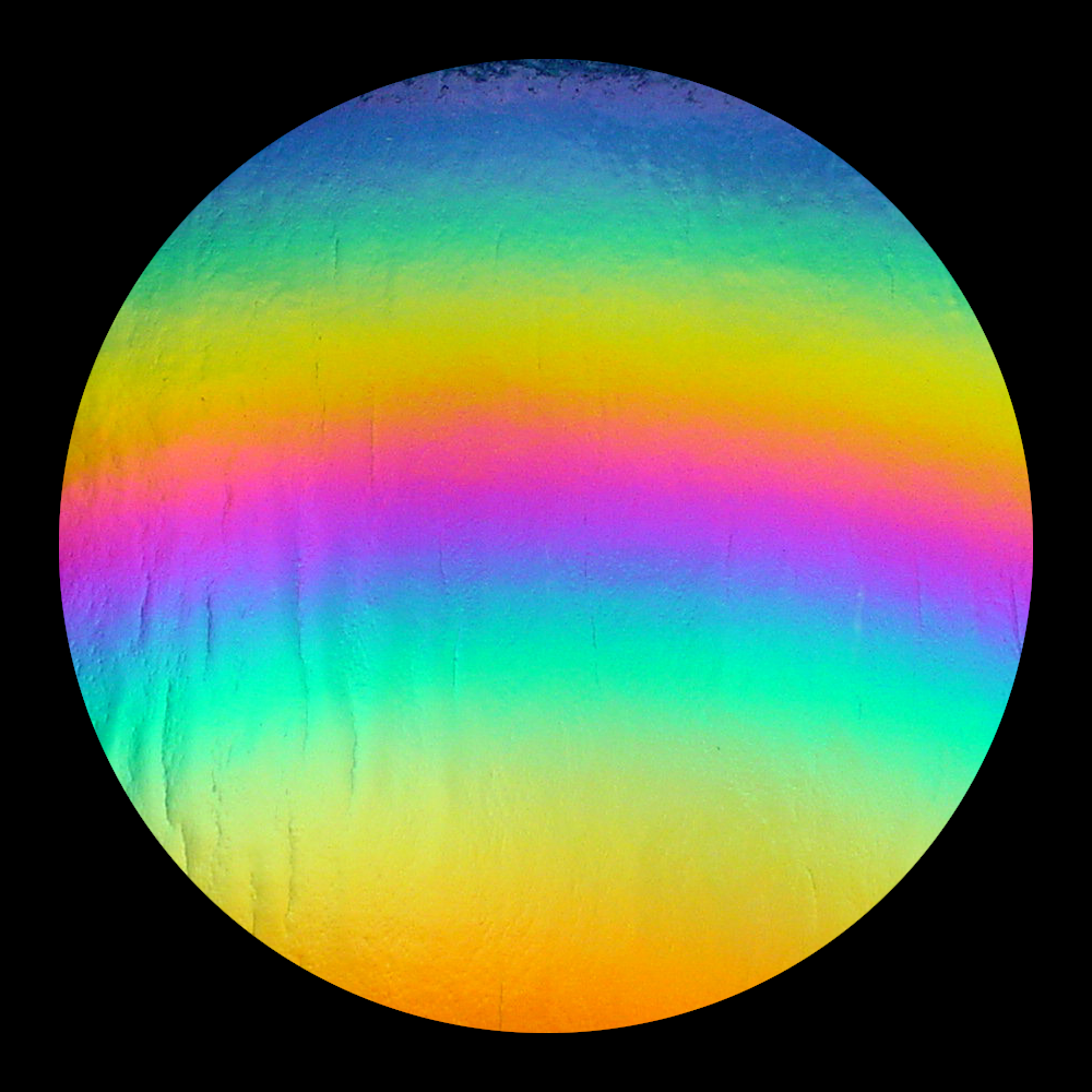 CBS Dichroic Coating Rainbow 2 on Bullseye Red Transparent, Thin-rolled, 2mm COE90