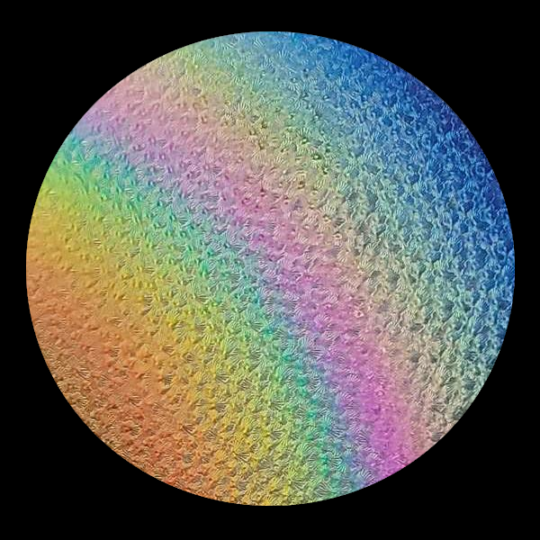 CBS Dichroic Coating Rainbow 2 on Wissmach Thin Clear Florentine Textured Glass COE90