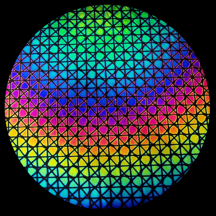 CBS Dichroic Coating Rainbow Geodesic Pattern on Thin Black Glass COE90