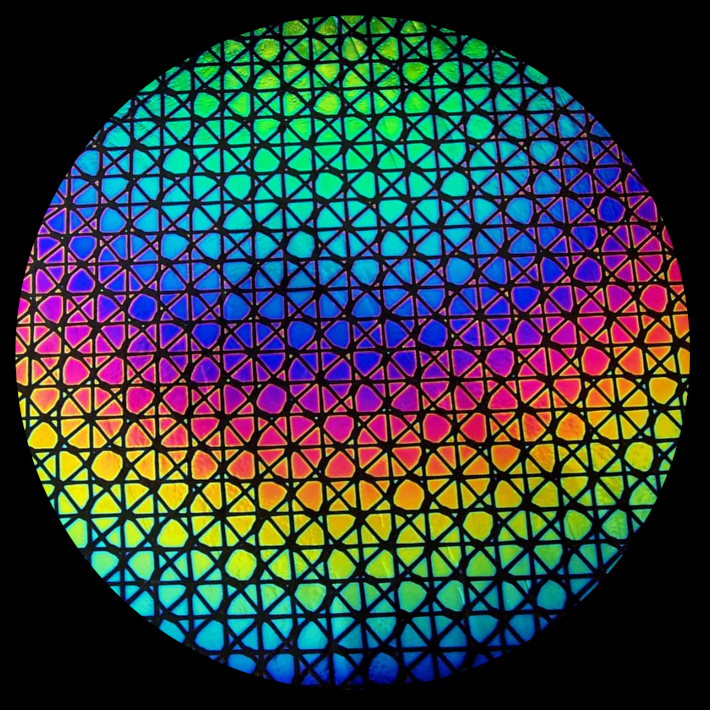 CBS Dichroic Coating Rainbow Geodesic Pattern on Thin Black  Glass COE96