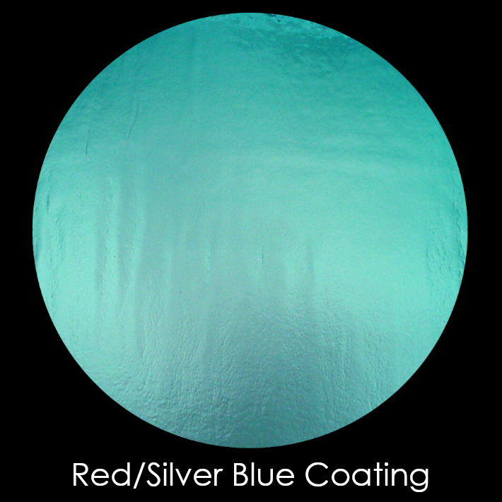 CBS Dichroic Coating Red/ Silver Blue on Black Herringbone Ripple Glass COE90