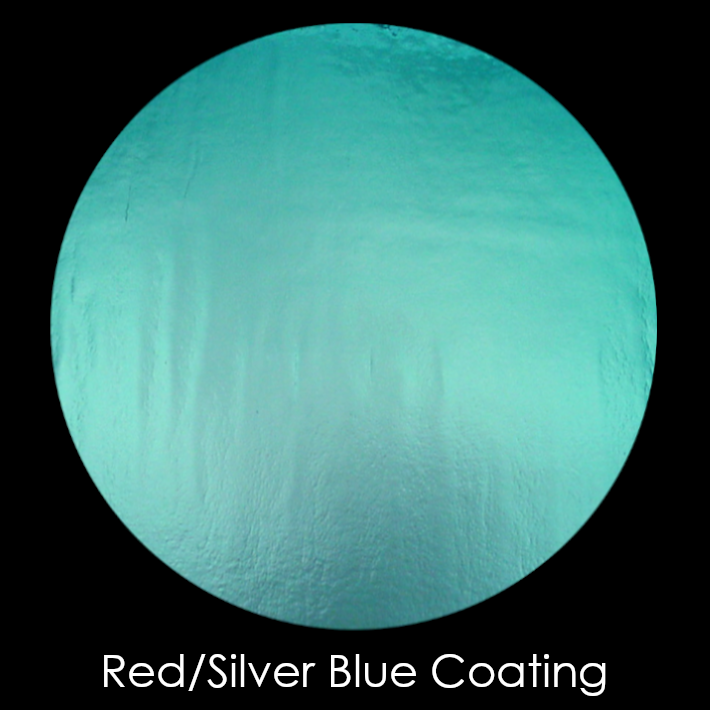 CBS Dichroic Coating Red/ Silver Blue Aurora Borealis Pattern on Thin Clear Glass COE96
