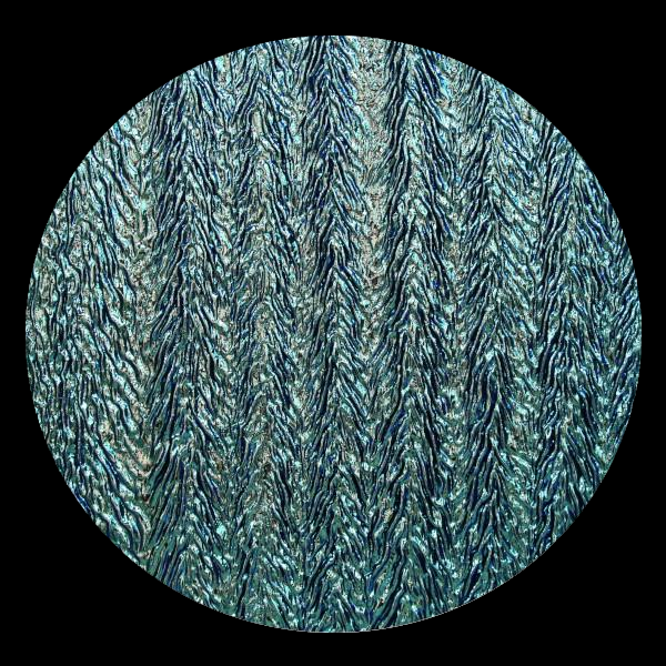 CBS Dichroic Coating Red/ Silver Blue on Black Herringbone Ripple Glass COE90