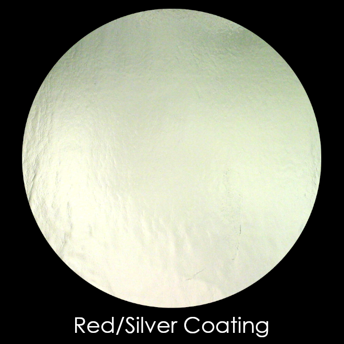 CBS Dichroic Coating Red/ Silver on Bullseye White Fracture Streamers on Clear COE90