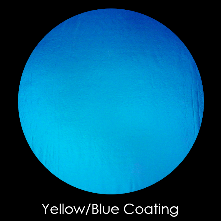 CBS Dichroic Coating Yellow/ Blue Auroa Borealis Pattern on Thin Black Glass COE90
