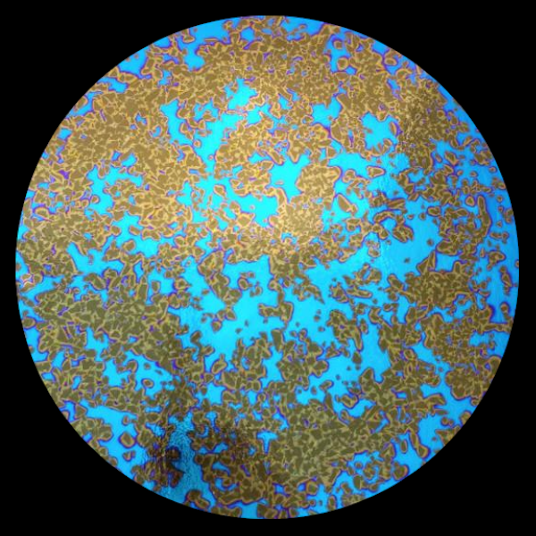 CBS Dichroic Coating Yellow/ Blue Splatter Pattern on Thin Black Glass COE90