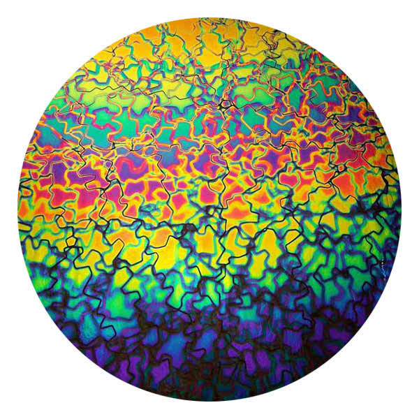 CBS Dichroic Coating Crinklized Rainbow 2 Fusion Pattern on Thin Black Glass COE90