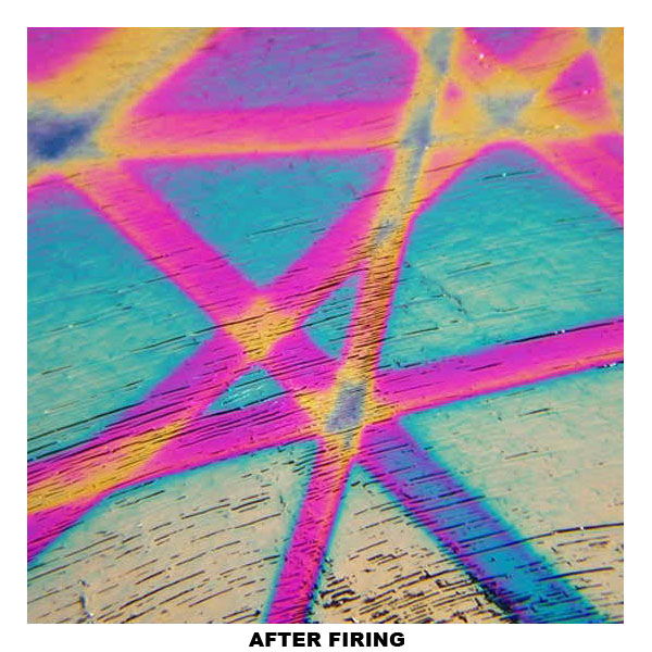 CBS Dichroic Coating Crinklized Rainbow 2 Pixie Stix Pattern on Thin Black Glass COE90