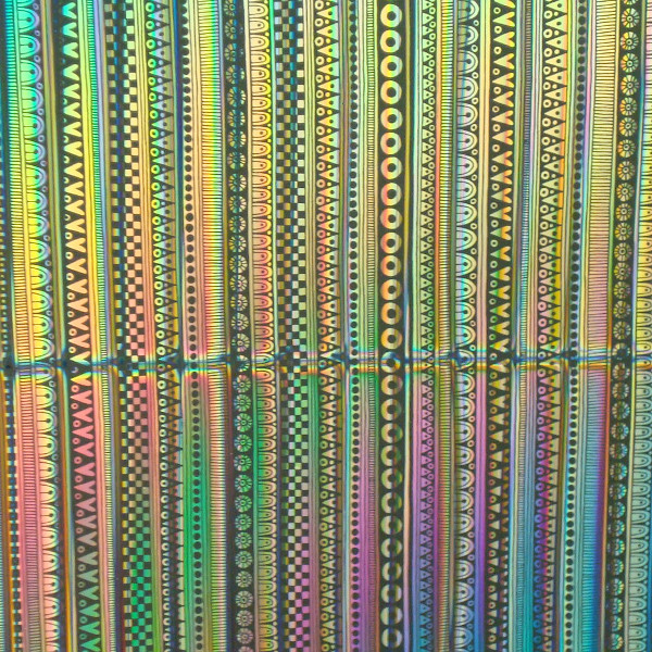 CBS Dichroic Coating Mixture 3/4'' Tropical Rays with Stell Strips Pattern Glass COE96