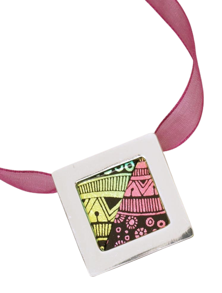 Square Gallery Frame Pendant Silver Plated