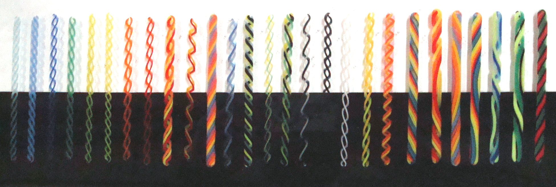 Twisted Cane Clear with Yellow, Red and Orange Double Twist Cane COE90