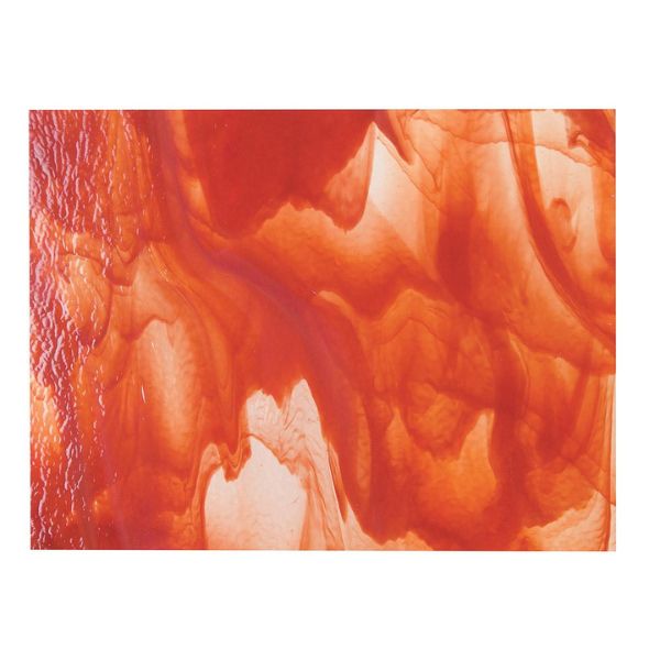 Bullseye Glass Clear, Red Opal Streaky, Double-rolled, 3mm COE90