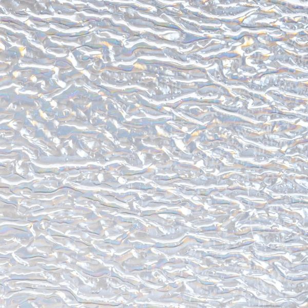 Bullseye Glass Clear Transparent, Granite Ripple Texture, Iridescent, 3mm COE90