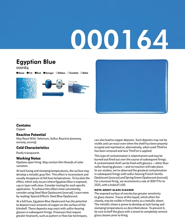 Bullseye Glass Egyptian Blue Opalescent, Double-rolled, 3mm COE90