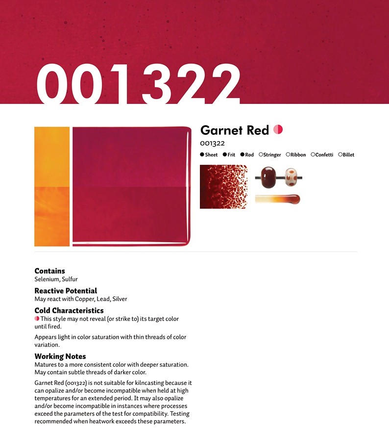 Bullseye Glass Garnet Red Transparent, Rainbow Iridescent, Thin-rolled, 2mm COE90