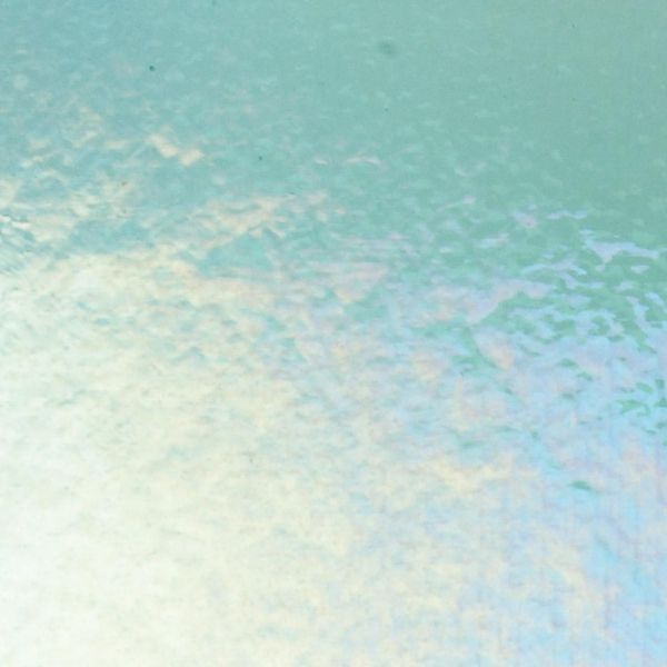 Bullseye Glass Light Aquamarine Blue Transparent, Rainbow Iridescent, Double-rolled, 3mm COE90