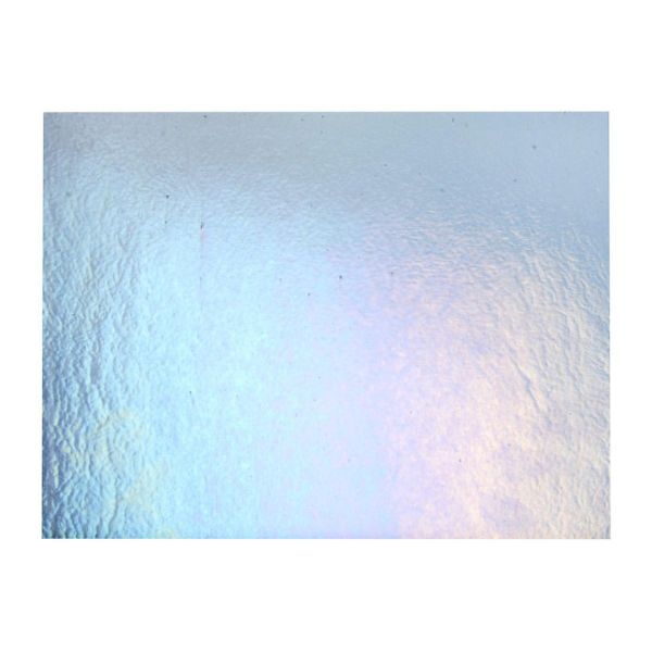 Bullseye Glass Light Sky Blue Transparent, Rainbow Iridescent, Thin-rolled, 2mm COE90