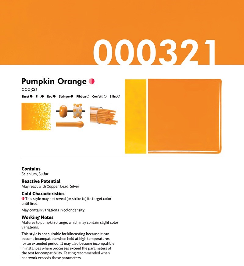 Bullseye Glass Pumpkin Orange Opalescent, Double-rolled, 3mm COE90