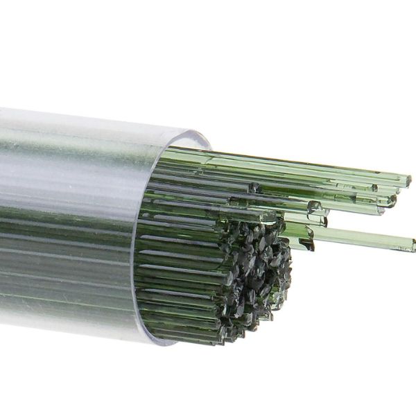 Bullseye Glass Stringers Olive Green Transparent COE90
