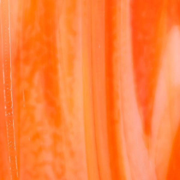 Bullseye Glass White, Orange Opal Streaky, Double-rolled, 3mm COE90