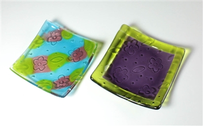 Flower Textured Small Square Slumping Mold