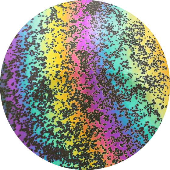 CBS Dichroic Coating Rainbow 2 Splatter Pattern On Clear COE90 Glass - COE