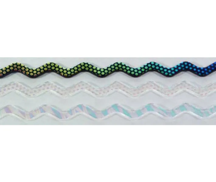 Wavy Dichroic Firesticks, Assorted Patterns on Clear Glass, 6mm width - Pack of 2 - COE90