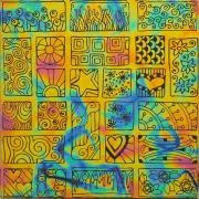 Etched Block Party Pattern on Thin Glass COE90