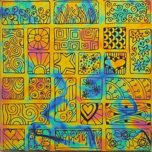 Etched Block Party Pattern on Thin Glass COE90