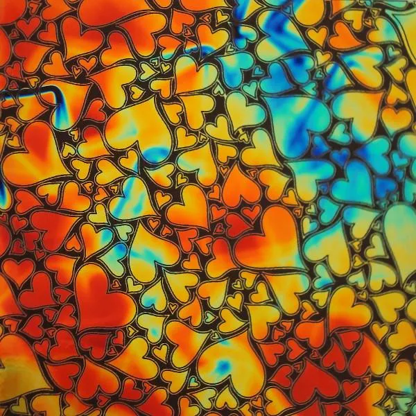Etched Dichroic Outlined Hearts Pattern on Thin Glass COE96