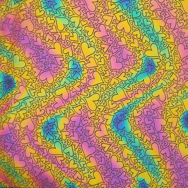 Etched Dichroic Small Hearts Pattern on Thin Glass COE96