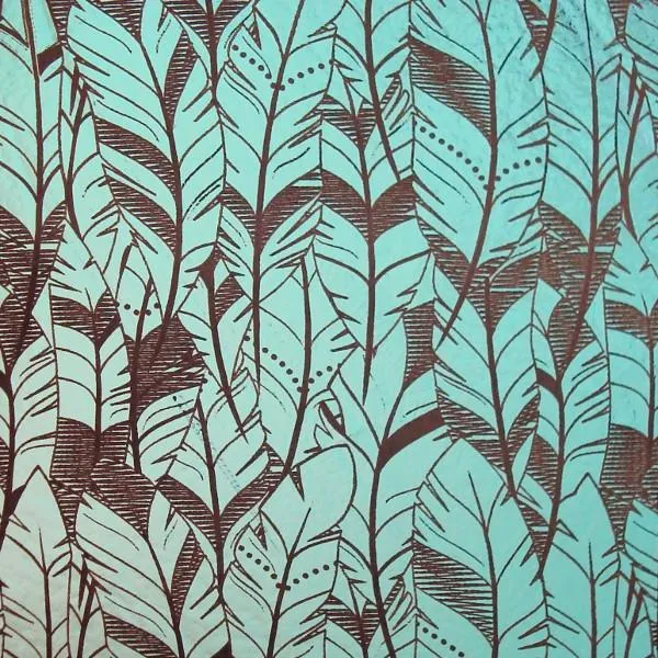 Etched Feathers Pattern on Thin Glass COE96
