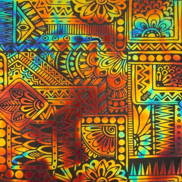 Etched Geometric Illustration Pattern on Thin Glass COE96