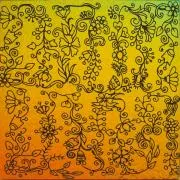 Etched Meandering Vine Pattern on Thin Glass COE96