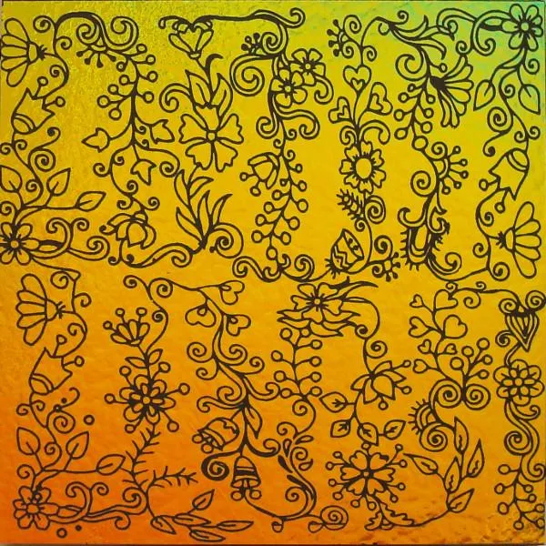 Etched Meandering Vine Pattern on Thin Glass COE96