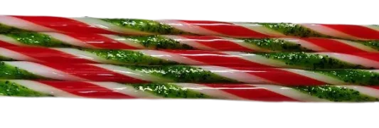 Aventurine Green, Cherry Red, & White Striped Glass Cane COE96