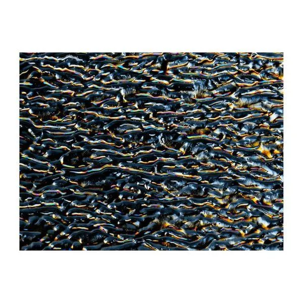 Bullseye Glass Black Opalescent, Granite Ripple Texture, Iridescent, 3mm COE90