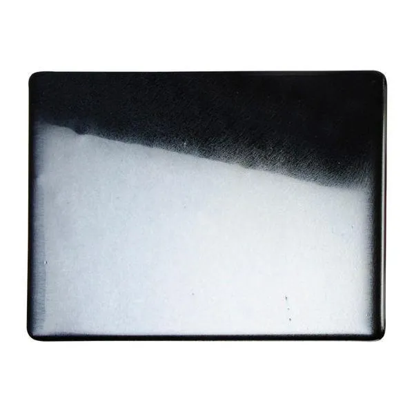 Bullseye Glass Black Opalescent, Silver Iridescent, Double-rolled, 3mm COE90