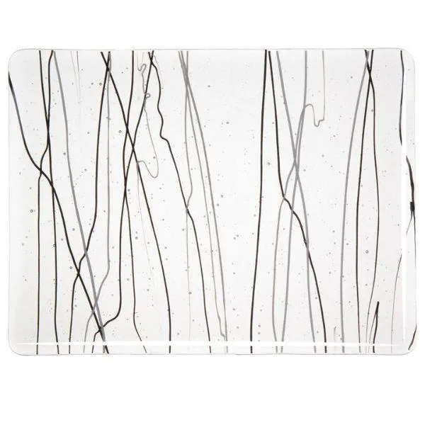 Bullseye Glass Black & White Streamers Collage on Clear COE90